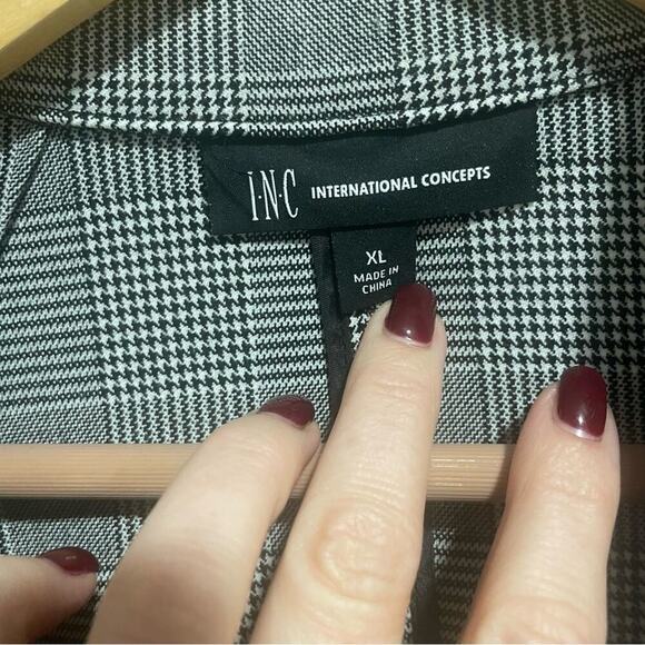 INC International Concepts Size XL Black/White Glen Plaid Blazer Double Breasted - Picture 4 of 7